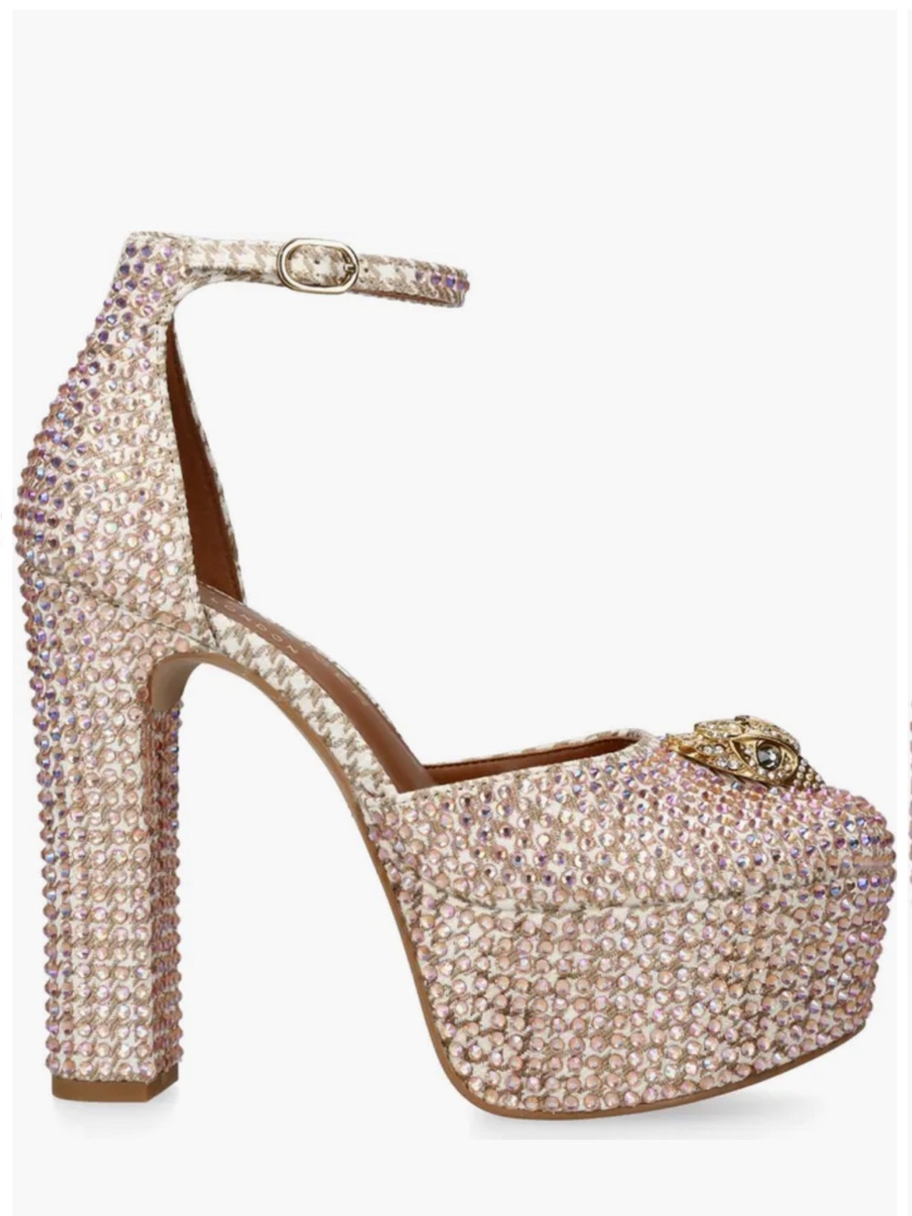 Embellished Pink Crystal Platform Sandals with Ankle Strap - Picture 3 of 8